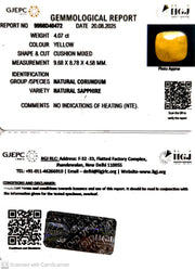 4.07/CT Natural Yellow Sapphire With Govt Lab Certificate (4551)